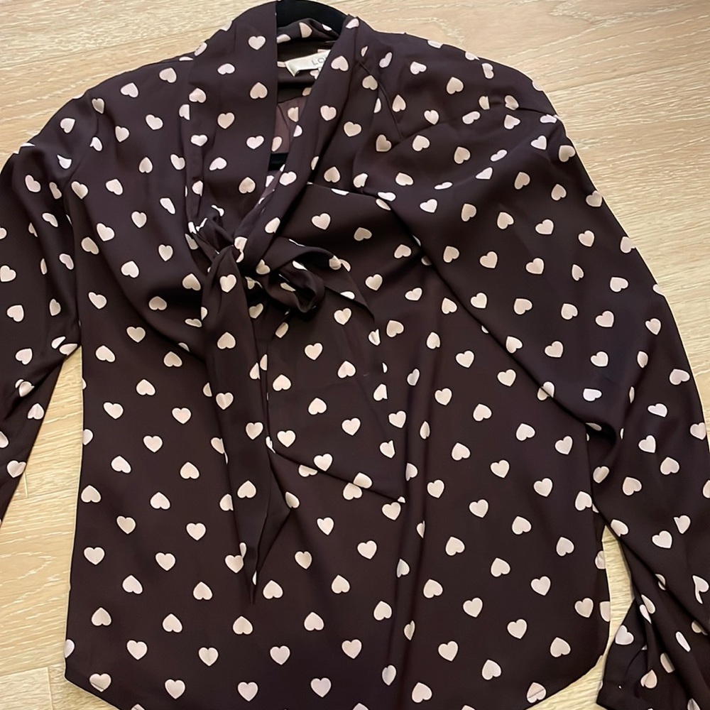 Purple professional blouse with hearts